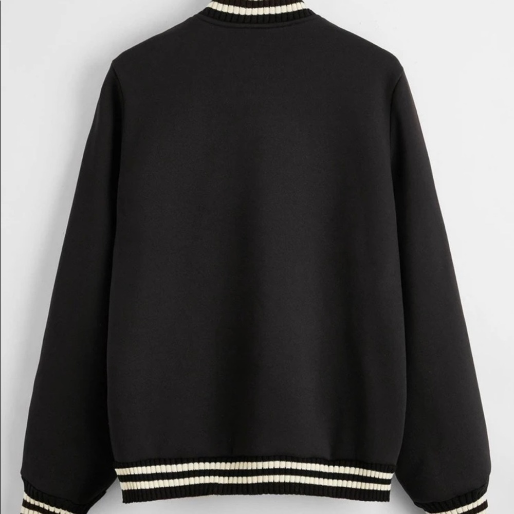 Striped Button Up Baseball Bomber Jacket from SHEIN - Picture 3 of 5